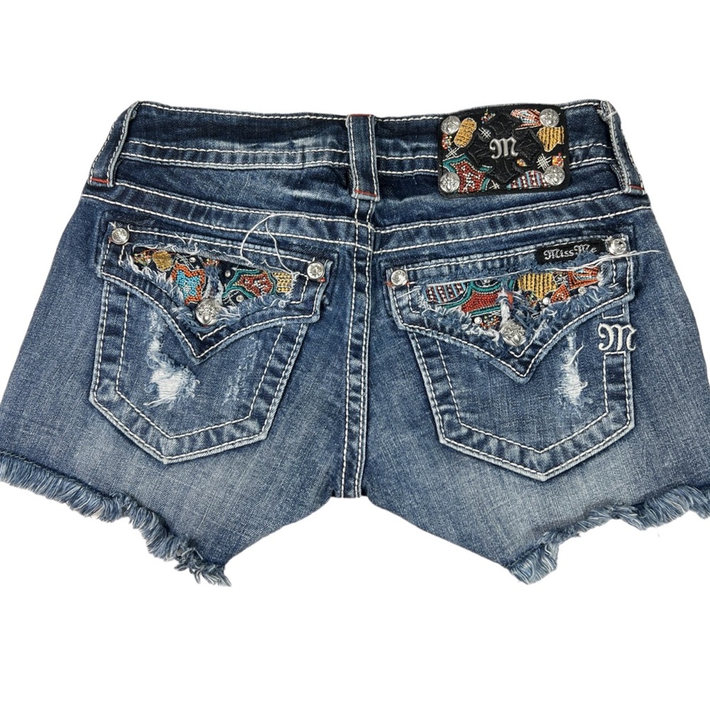 Miss Me Denim Signature Low Rise Raw Hem Cut-Off Shorts